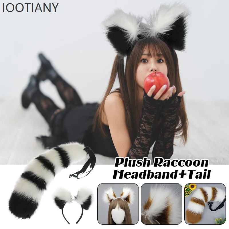 Ensemble oreilles et queue en fausse fourrure, bandeau oreilles de renard, queue d'animal, accessoires de Costume d'halloween, bandeau Anime, accessoires de Cosplay, nouvelle collection