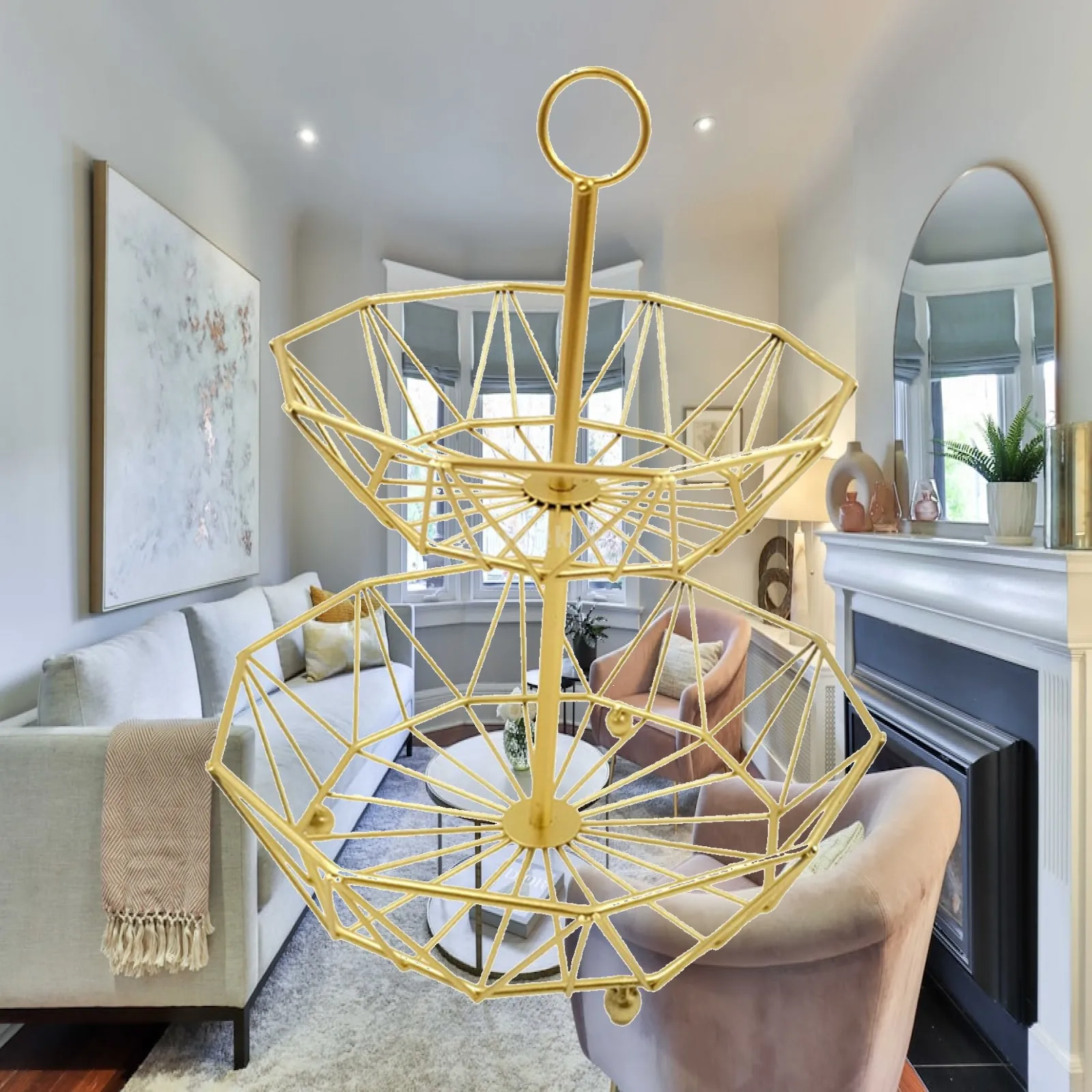 Wrought Iron Fruit Storage Basket Fruit Bowl Rack Vintage for Dining Room