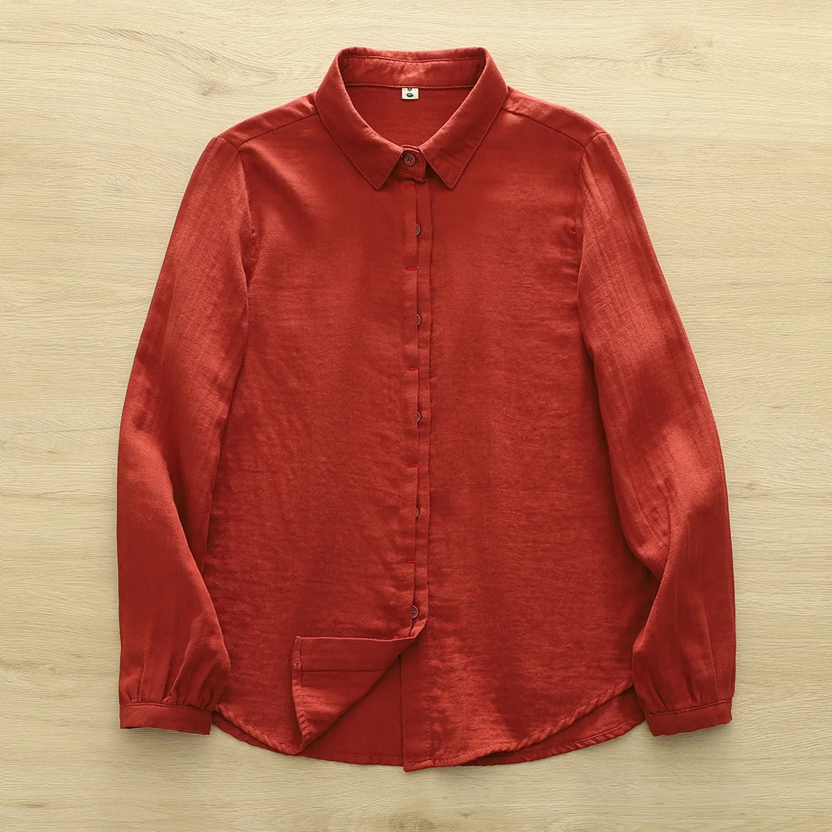 New 2025 Spring Cotton Yarn Long Sleeve Shirt, Women Turn-down Collar Button Tops, Mori Girl Soft Casual Loose Blouse T51424CC