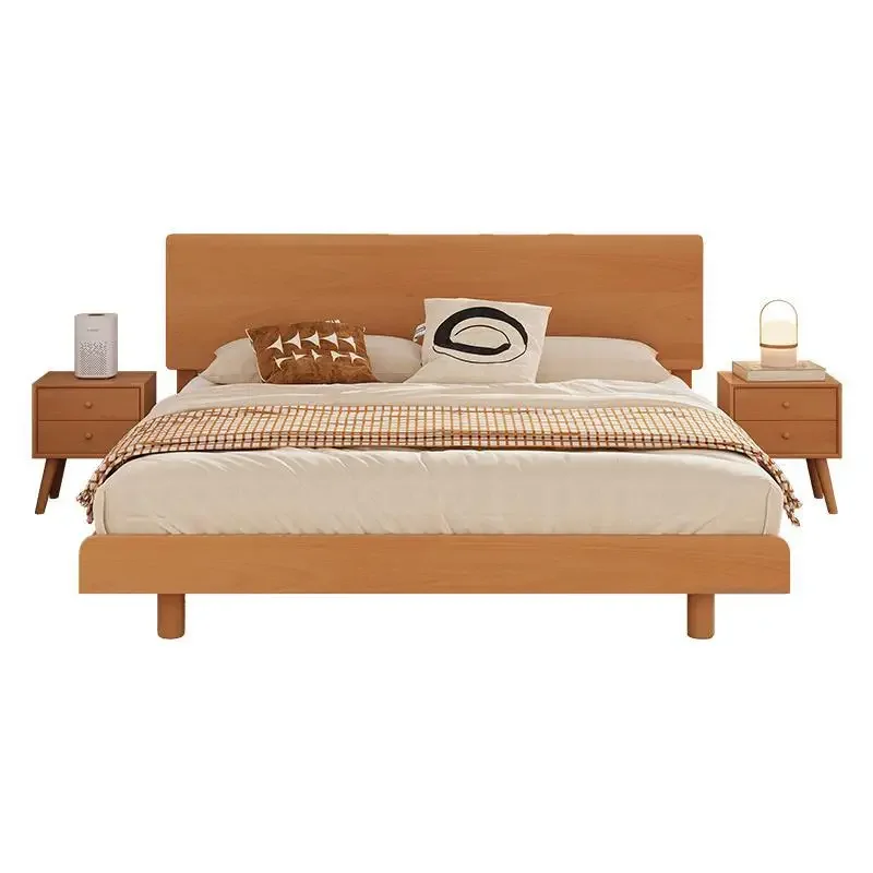 Master bedroom Japanese log wind 1.5 Nordic pure solid wood second bedroom suspension bed