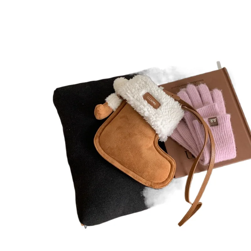 Kawaii Sweet Christmas Girls Red Socks Plush Bag Fashion Minimalist Cute Boots Soft Casual Fairy Tale Women Shoulder Bag - view 4
