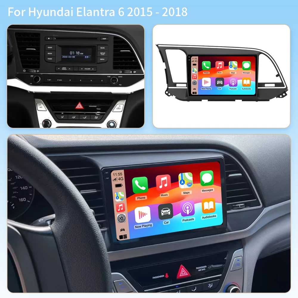 9 Inch Android 16 For Hyundai I20 Elantra 6 2016-2018 Car Radio Stereo Head Unit Multimedia Video Player GPS Navigation 2K QLED
