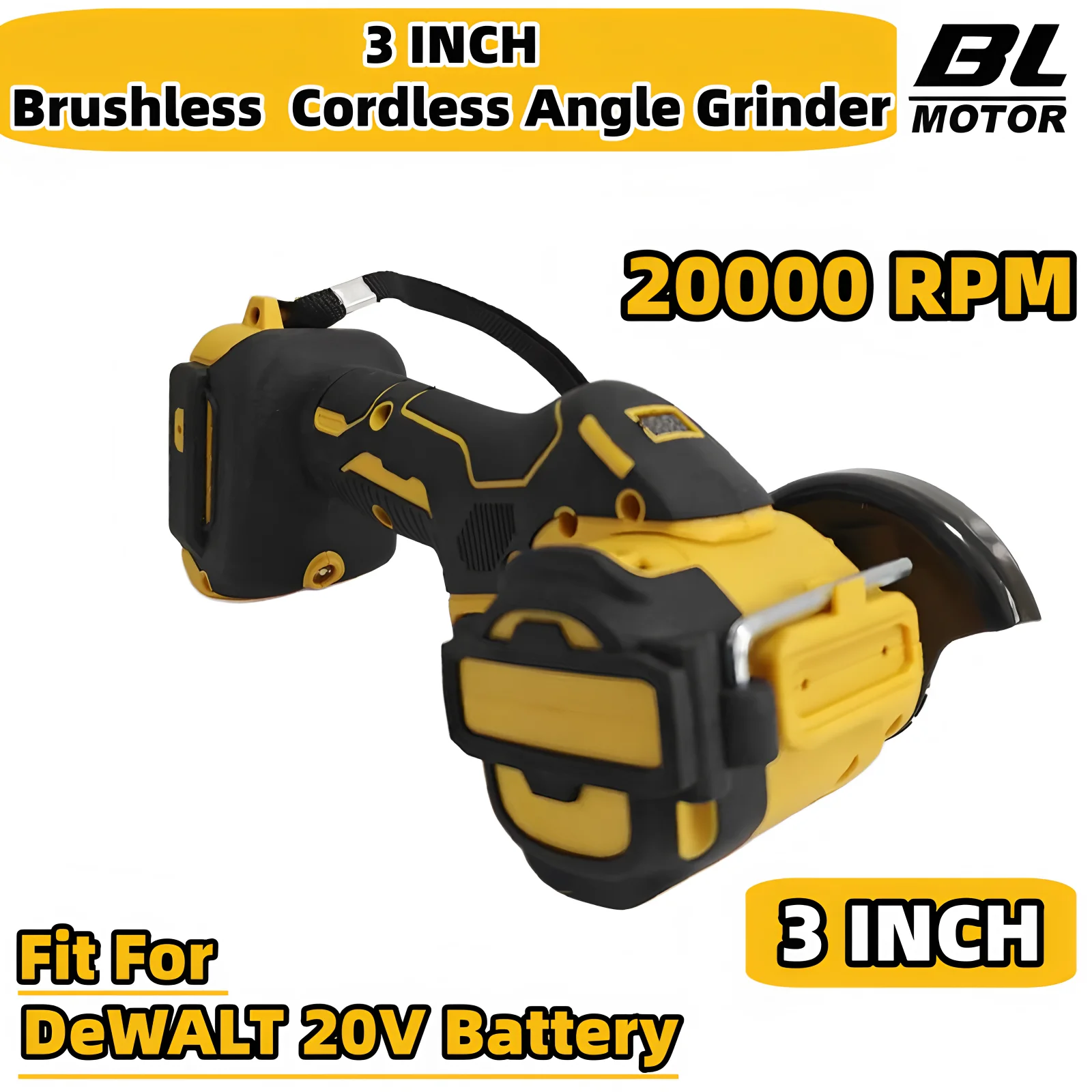 For DeWALT 20V Battery Brushless 3-Inch Angle Grinder 20000 RPM Cutting Metal GrinderCordless Mini CUT OFF Tool Hight Power Tool