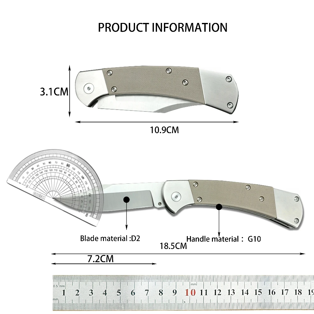 High Quality Folding Pocket Knife D2 Blade G10 Handle Tactical Knife Emergency Rescue Self Defense Survival EDC Tools