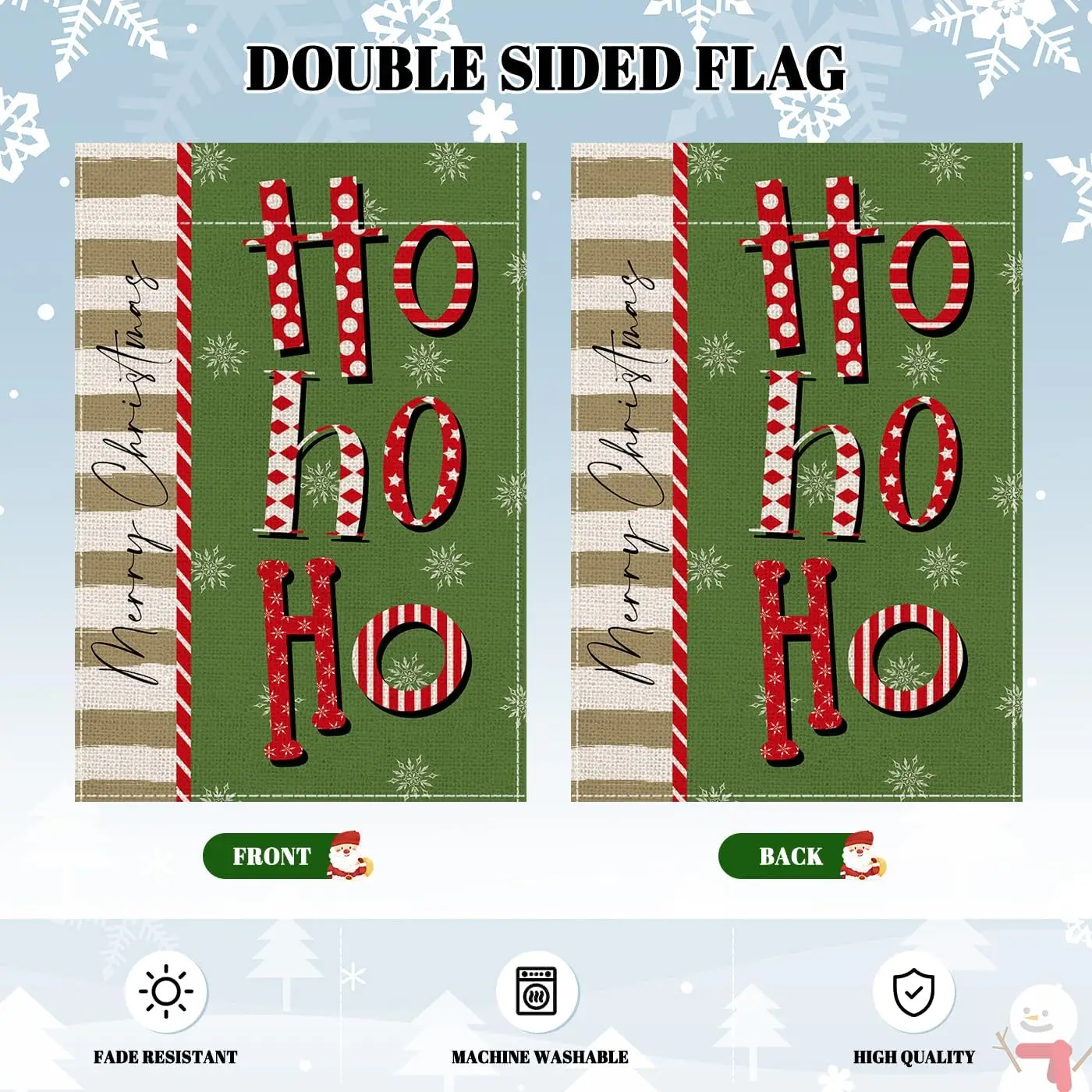 Merry Christmas Garden Flag, Snowflake Ho Ho Ho Grey Yard Lawn Outside Decor 12x18 Double Sided Winter Holiday Farmhouse Bur zzo