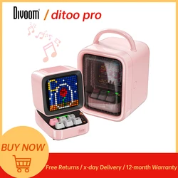 Divoom Ditoo-Pro Retro Pixel Art Bluetooth Portable Speaker Alarm Clock DIY LED Display Board, Cute Gift Home Light Decoration