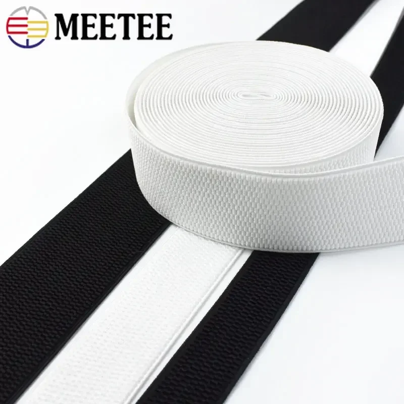 1-5M Meetee 2.5-10cm Black Elastic Bands Stretch Rubber Webbing Tapes for Skirt Waistband Belt DIY Clothing Sewing Accessories