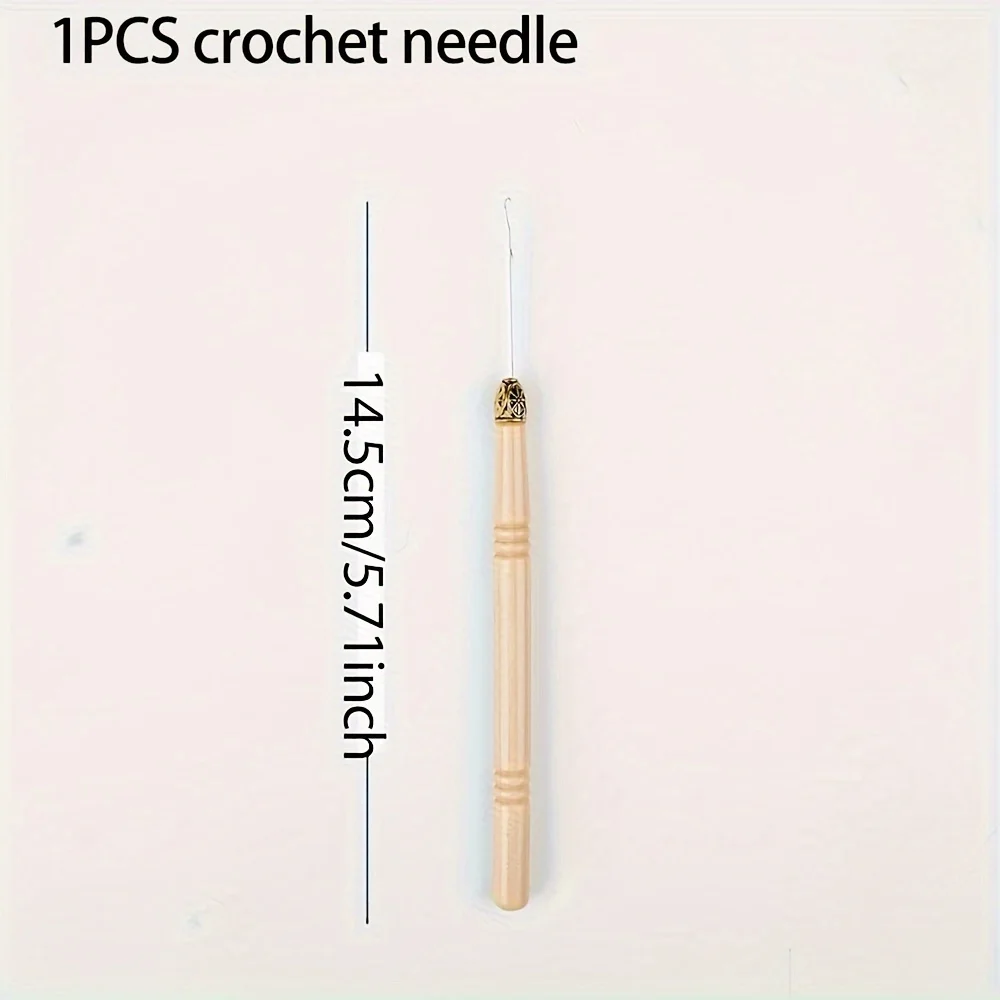 나무 손잡이 크로셰 후크 가발, 머리 연장 바늘, 아프리카 레게머리 기계, 헤어 도구, 미용실 액세서리, 2 개