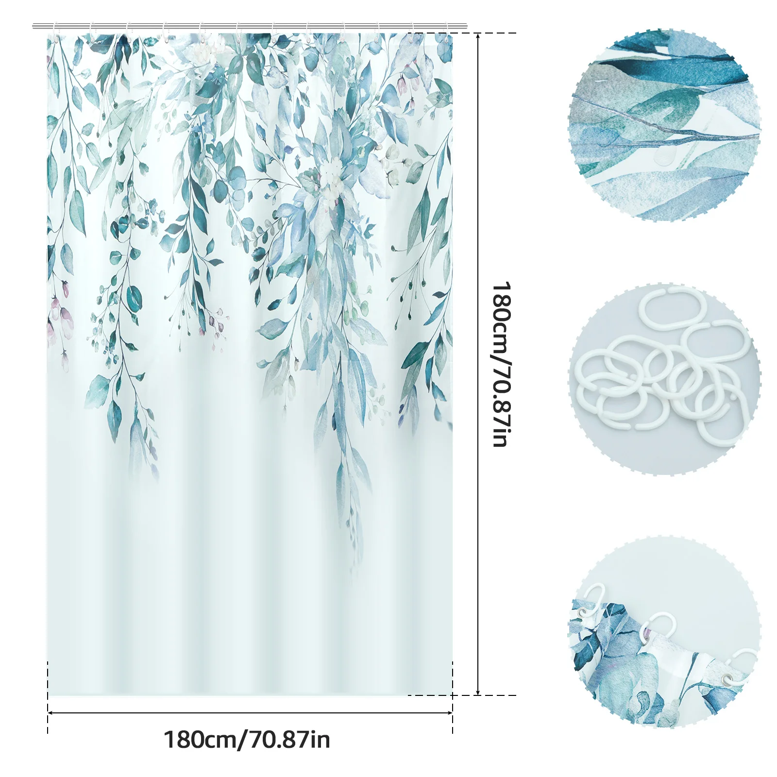 Shower Curtain Set Waterproof Polyester Bathroom Curtain 71x71 Inch Multipurpose Anti peeping Floral Shower Curtain Decorative