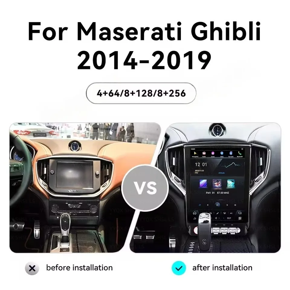 

For Maserati Ghibli 2013-2022 Android Vertical Screen DSP Car GPS Navigation Multimedia Video Player BT Wireless Carplay