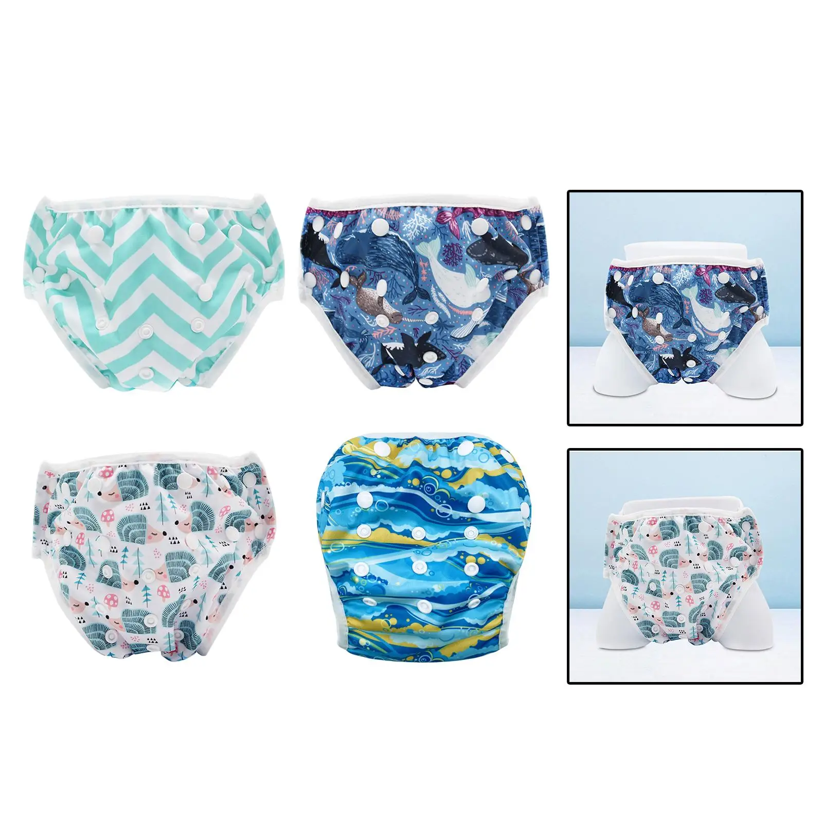 Baby Swimwear Reusable Diaper Cover Waterproof Swim Bottom for Infant Toddler Girls Boys Adjustable Size