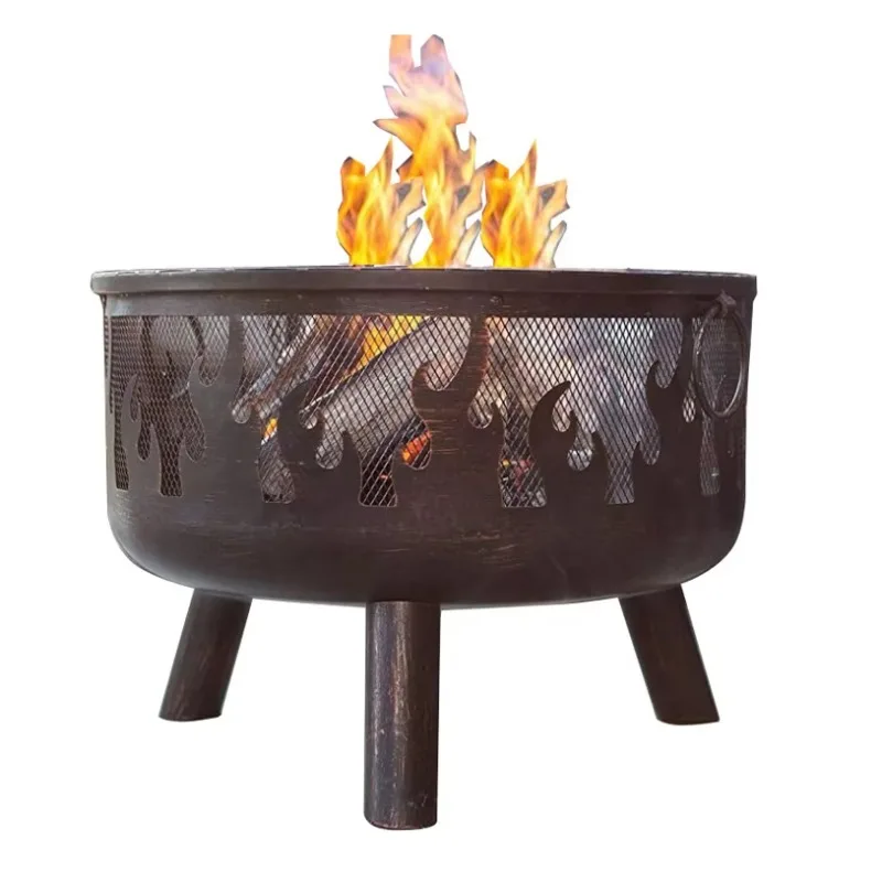 New Design Garden ware Wood Burning Metal Fire Pit Portable Outdoor And Indoor Round Black Finished Iron Fire Pit