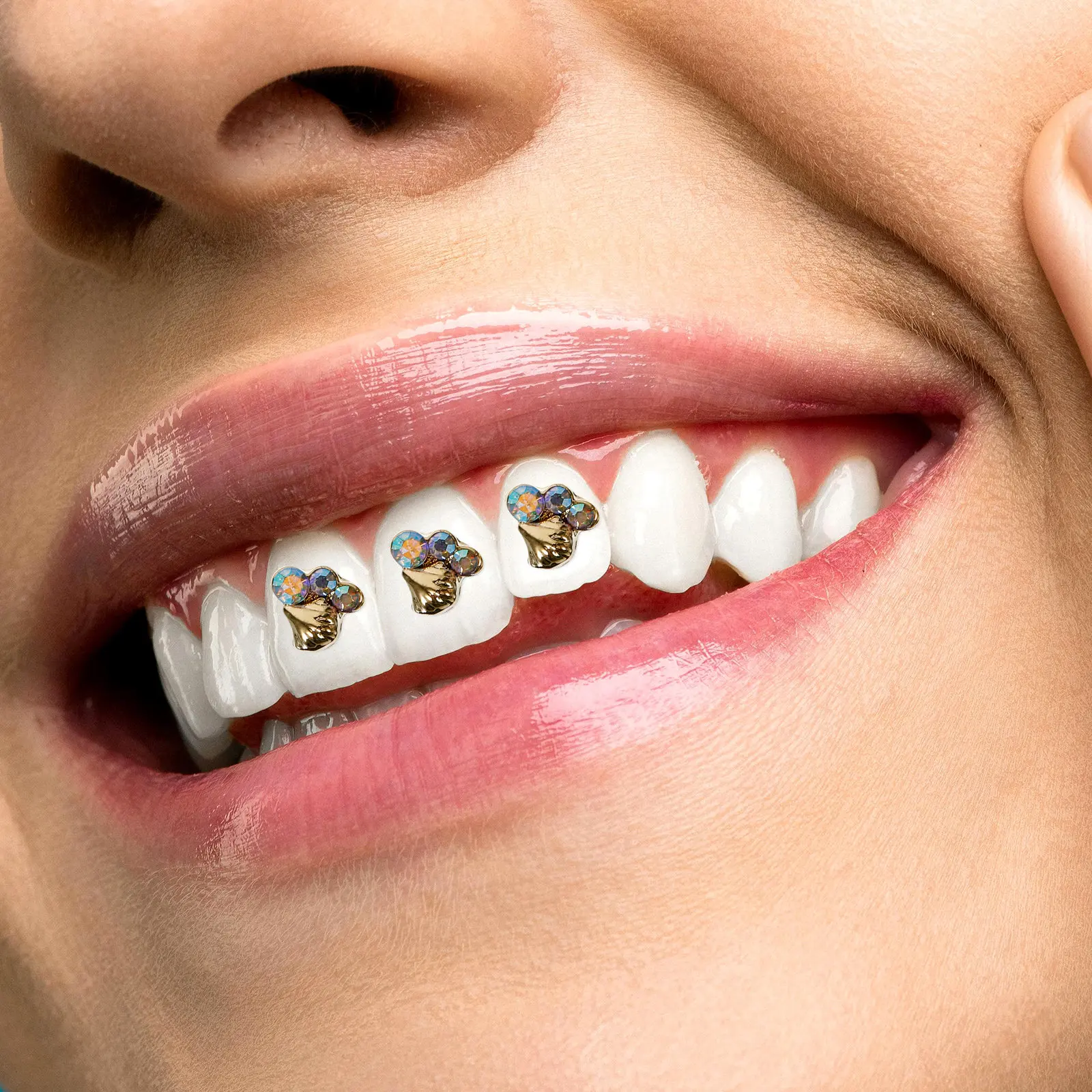 1 Box Heart Shaped Rhinestones for Teeth Customizable Dental Decor Comfortable Wear Party Fashion Accessory Teeth Rhinestone