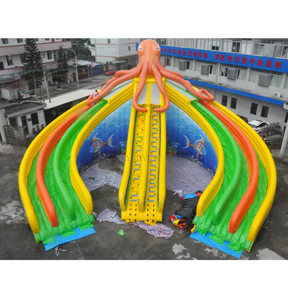 Commercial Grade  Water Park Equipment Wet Slde For Pool Octopus Slide Inflatable Octopus Inflatable Water Slide Pool