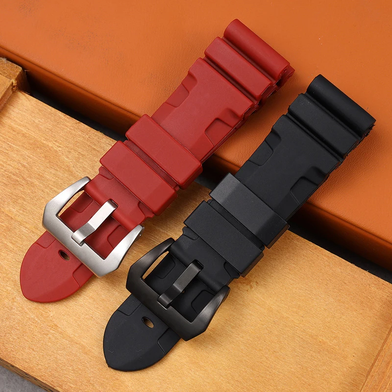 22mm 24mm Silicone Watch Strap for Panerai SUBMERSIBLE PAM441 359 Pa111 Series Rubber Watch Band Men Watch Bracelet Accessories