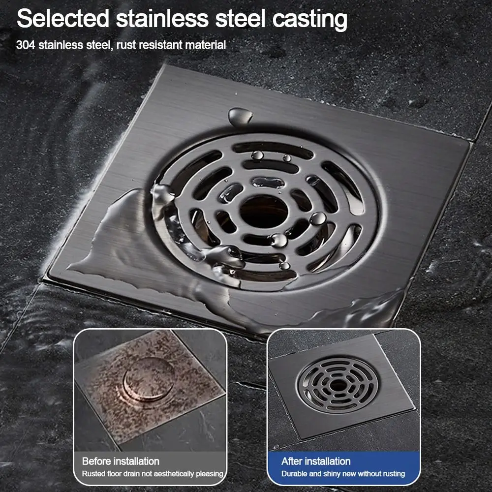 Square Bathroom Floor Drain Seal Stopper Anti Odor Drain Cover large outfall Insect Prevention Basin Drain Filter