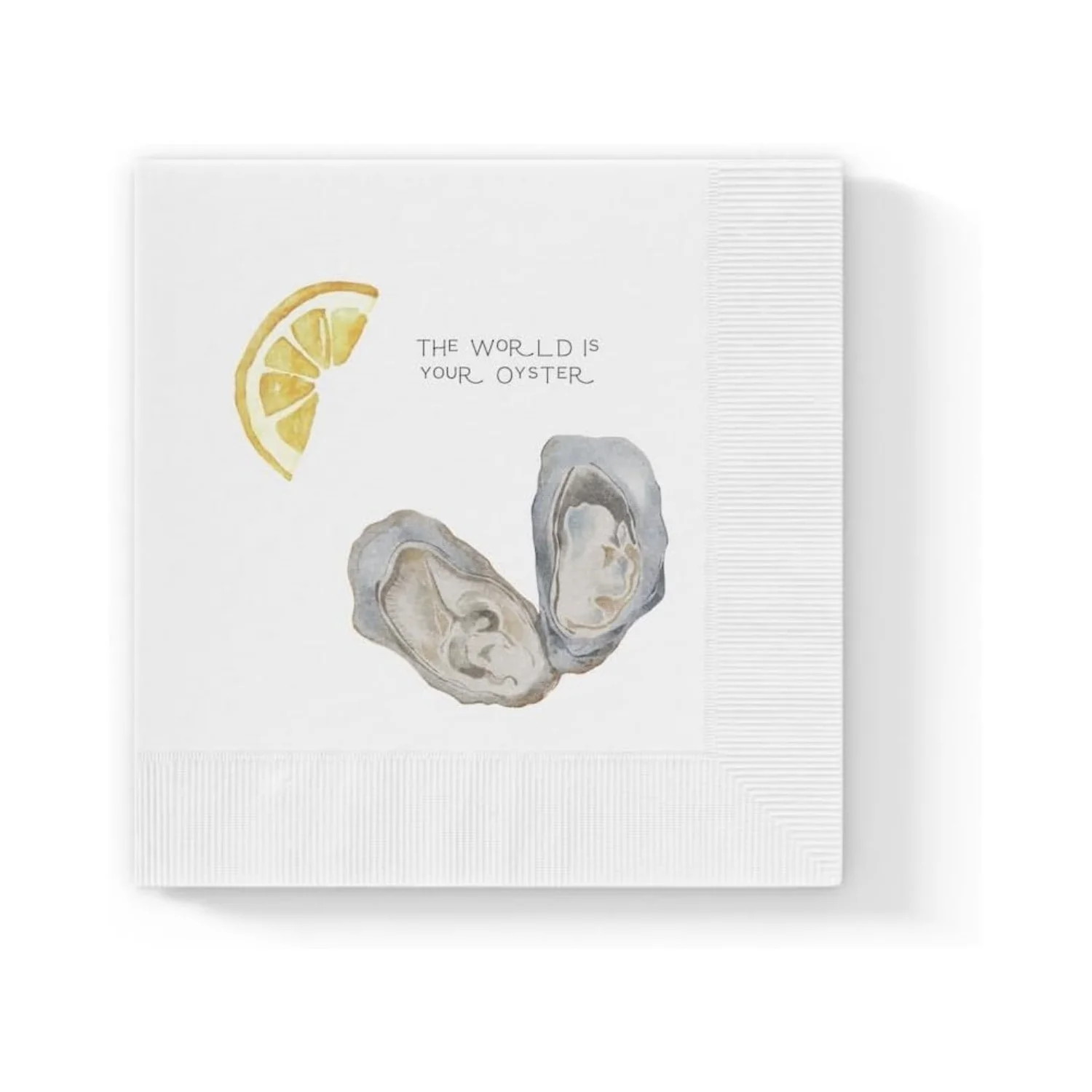 50pcs The World is Your Oyster White Coined Cocktail Napkins with Lemon design，coutom bar napkins，napkins disposable bulk，desser