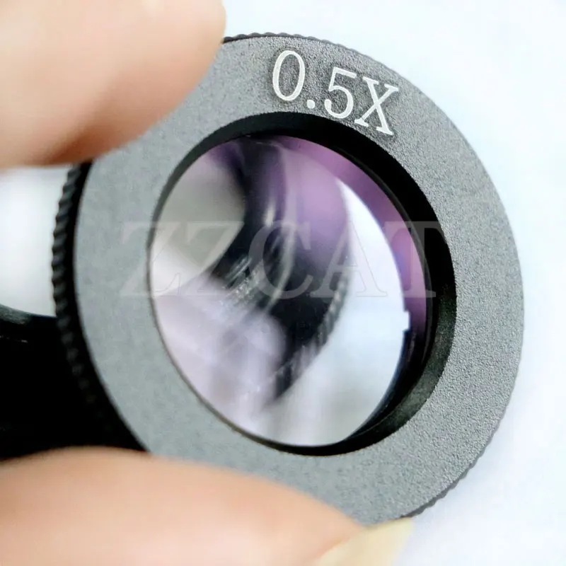 0.5X ตาข้างเดียวเสริมวัตถุประสงค์เลนส์ M24 x 0.75 กล้องจุลทรรศน์ลดเลนส์สําหรับกล้องจุลทรรศน์ตาข้างเดียว