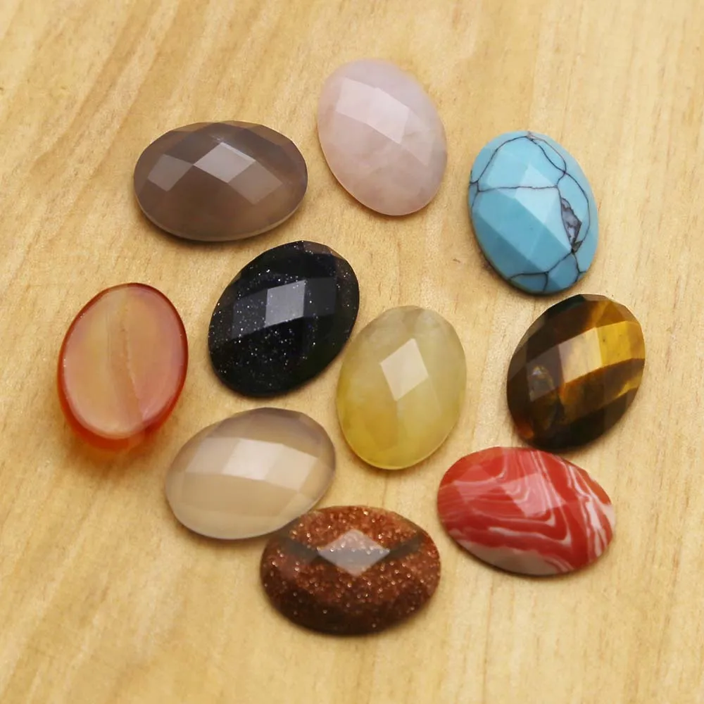 13x18MM Natural Stone Multicolour Section Oval CAB CABOCHON Beads Jewelry Clothes Accessories Gift Wholesale 20Pcs Free Shipping