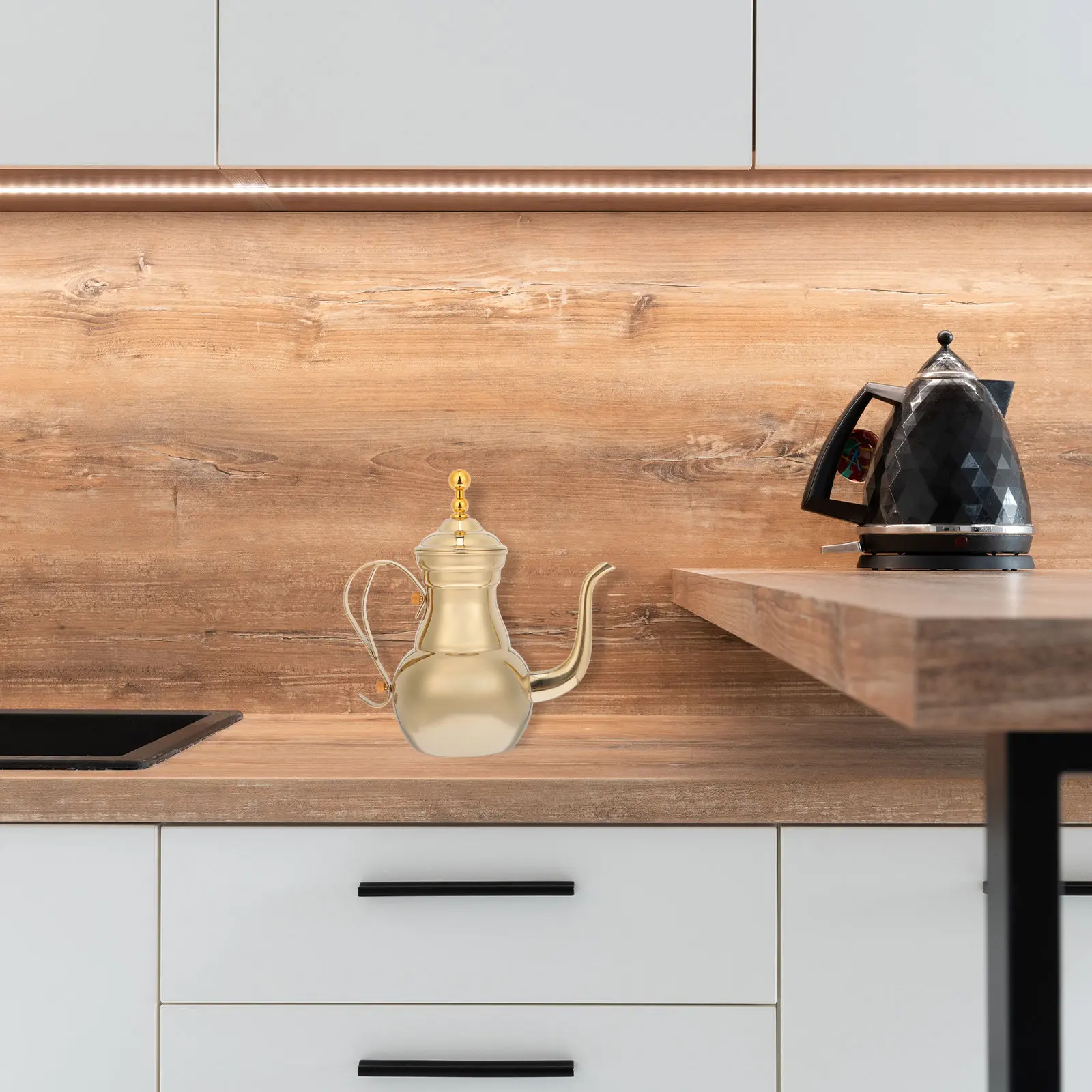 

Stainless Steel Coffee Pot Multi-Function Middle East Style Long Spout Coffee Kettle Ergonomic Non-Slip Handle for Kitchen