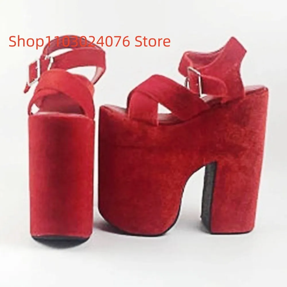 DIZHUANG shoes Fashionable women\'s high heels sandals. Abouit 16cm heel height. Irregular heel sandals. Thick soled shoes 34-46