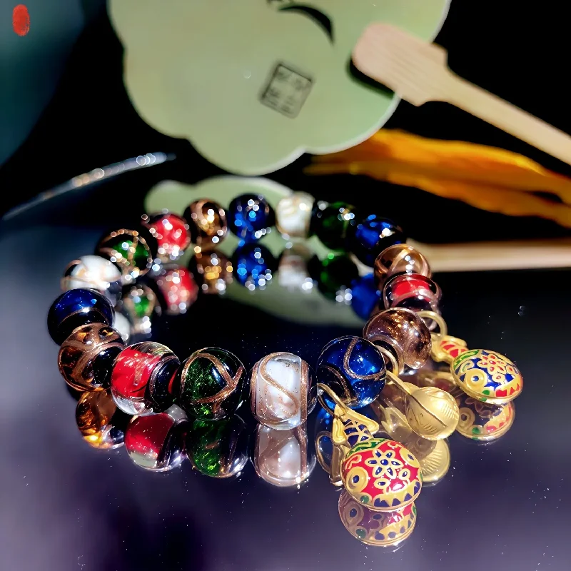 

Jewelry Bracelet Fashion Handmade Colorful Incense Ash Glass Enamel Charms Women's Hand Bracelets Magic Protection