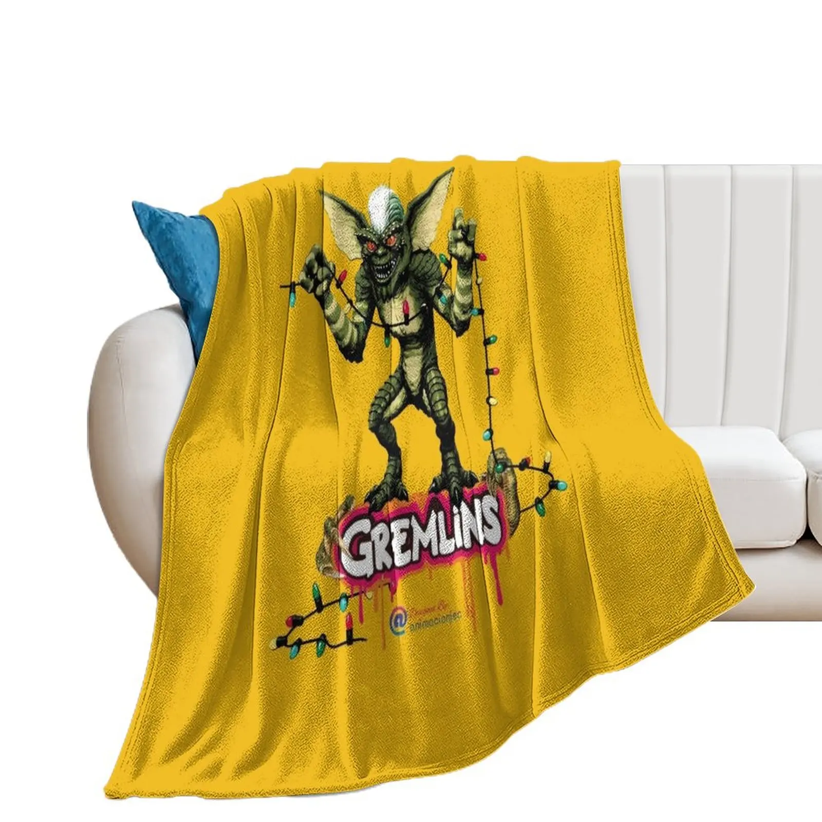 The Gremlins - GREMLINS - Stripe - Rayito Illustration Christmas Classic Throw Blanket Sofa Quilt For Decorative Sofa Blankets