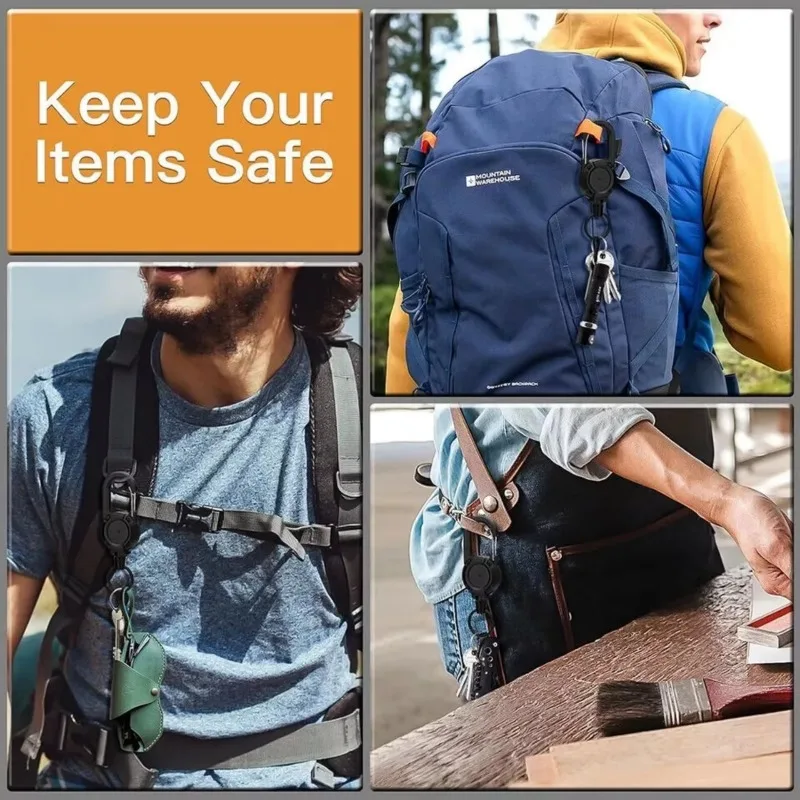 Nuevo 1 Uds llavero retráctil para exteriores hebilla de montañismo llavero antipérdida antirrobo Metal de alto rebote fácil de tirar