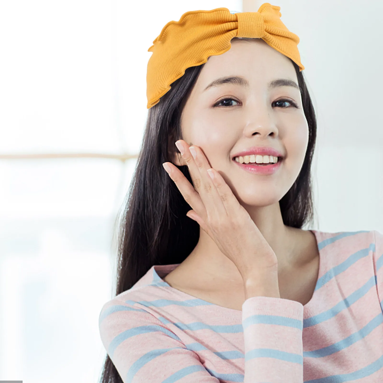3Pcs Yoga Headband for Women Bowknot Design Soft Stretchy Cloth Headband Sweat Absorbing Hairband for Daily Wear Makeup Exercise