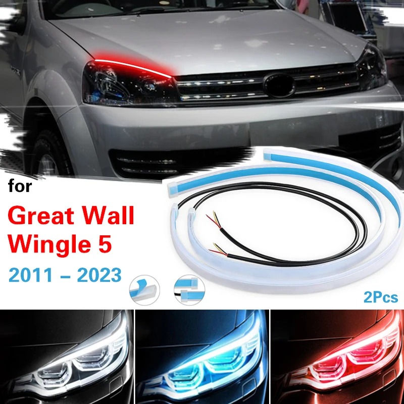 

For Great Wall Wingle 5 2011-2023 Start-Scan LED Car DRL Daytime Running Light Auto Flowing Turn Signal Guide Thin Strip Lamp