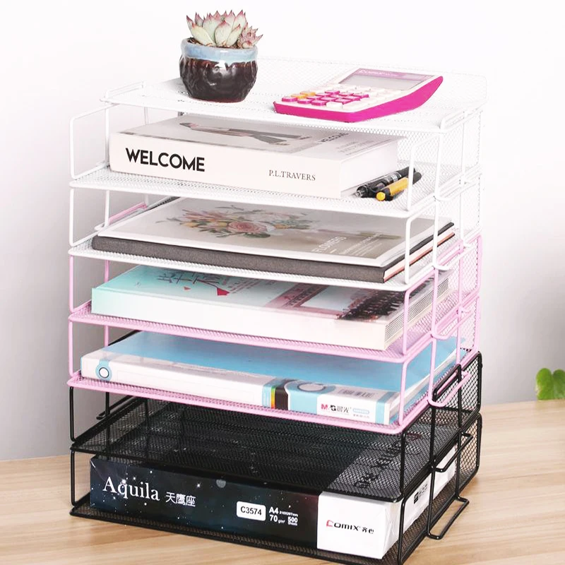 Metal Multifunction A4 Document Trays File Paper Letter Holder Stationery Storage Bookend Office School Supplies Desk Organizer