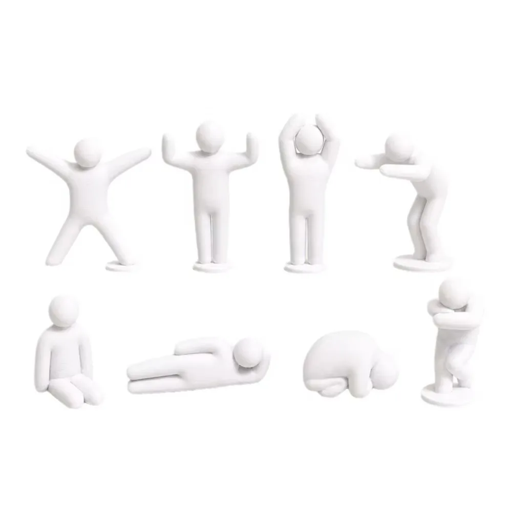 Paintable Mecha Ornaments Unpainted Blank 3D Printed Figures Human Figurines White Multi Poses Figures Desktop Decoration