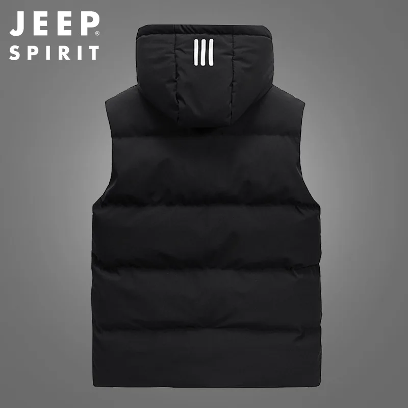 JEEP SPIRIT men thickened warm vests autumn winter new casual outdoor hooded waistcoat fashion youth handsome loose urban coat