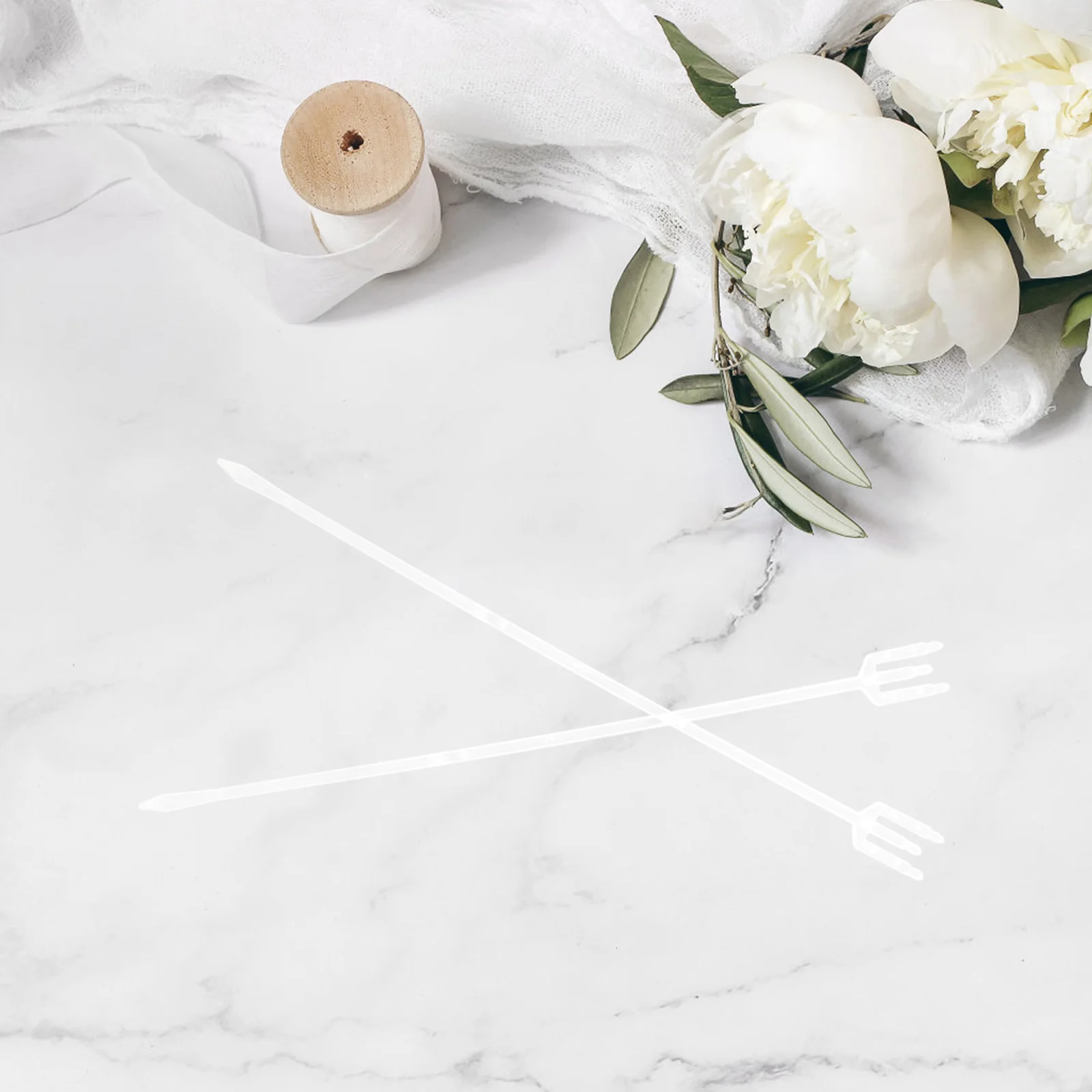 

80pcs Flower Bouquet Card Holder Plastic Fork Pick Reusable Clear Sticks For Wedding Birthday Graduation Baby Shower