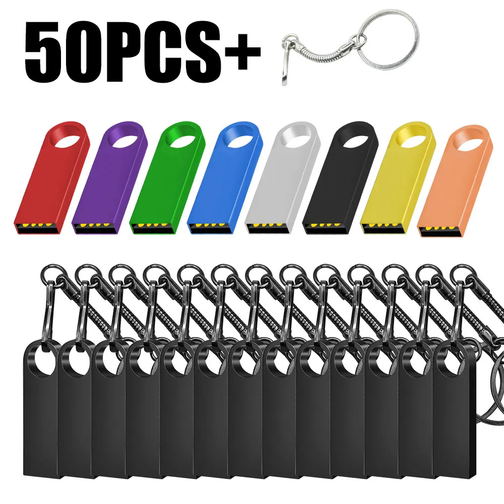 

50PCS/lot USB Flash Drive 4GB 8GB 16GB Metal Pen Drive Pendrive 32GB 64GB Memory Stick 128GB Free Customized Gift USB 2.0 Sticks