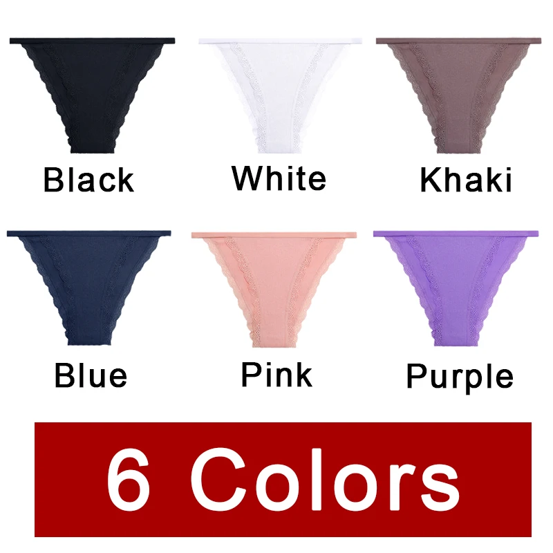 Women Cotton Panties Sexy Lace Briefs Low Rise Hollow Out Underwear Ladies Solid Color Intimates Girls Breathable Lingerie 2022