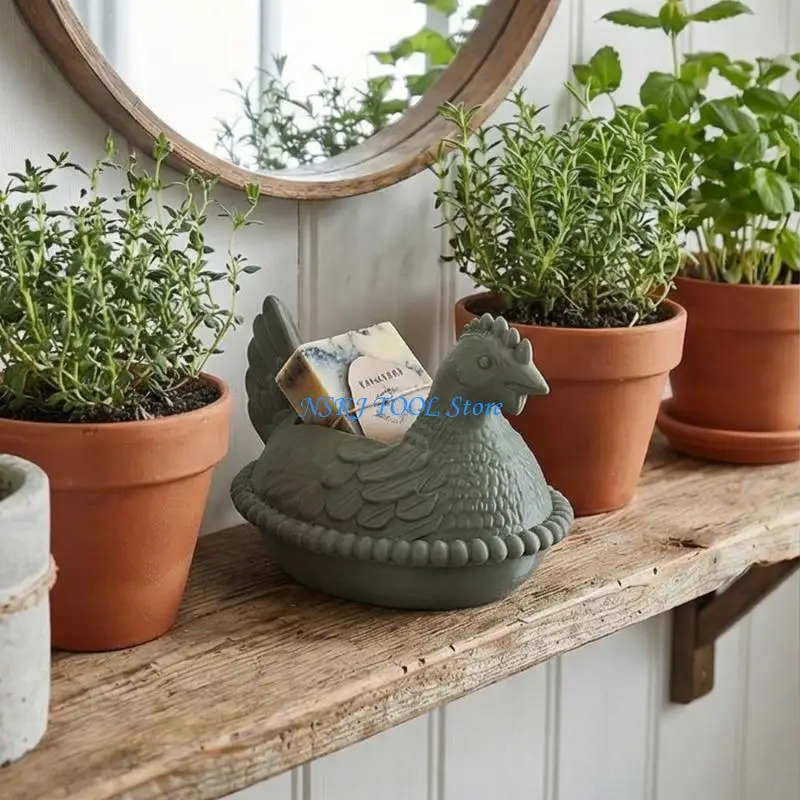 L8RC Charm Chicken Planter Soap Holder With Hen Design Decorative Pot for Farmhouse Garden Backyard Bathroom Decors