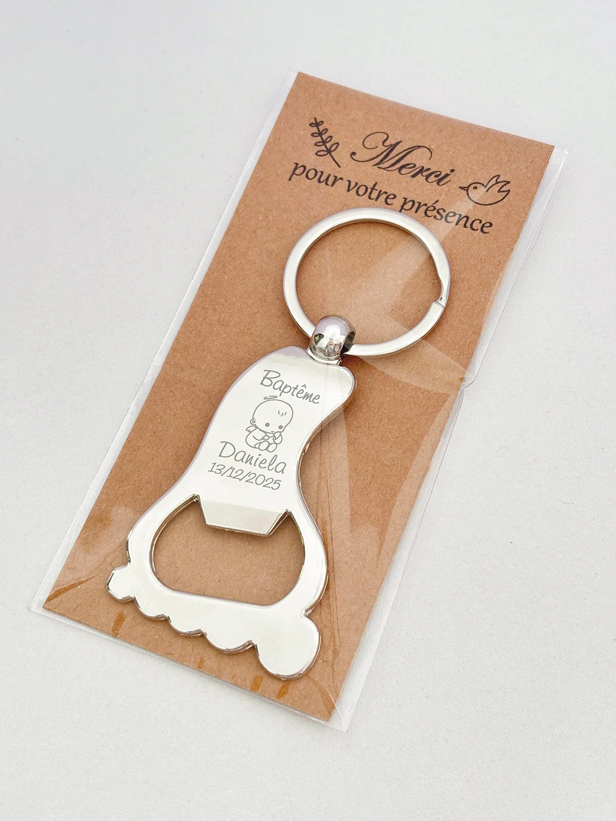Baptism Gift for Guest Baby Christening Souvenir Personalized Foot Shaped Keychain Bottle Opener 1st Birthday Party Favor