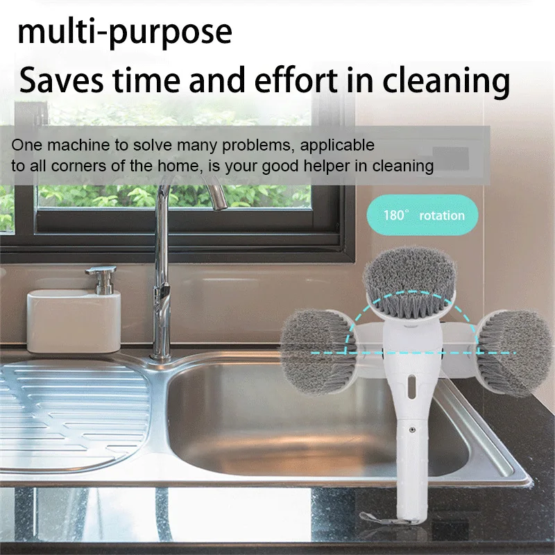 Portable 8 In 1 Wireless Electric Cleaning Brush LED Display 3-Speed Motor  Bathroom Kitchen Window Extendable Cleaning Tool