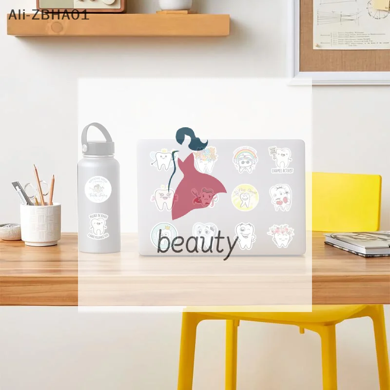 

50Pcs Early Childhood Education Supplies Dental Stickers Cartoon Decoration Tooth Shaped Sticker Dentistry Dental Clinic Decals