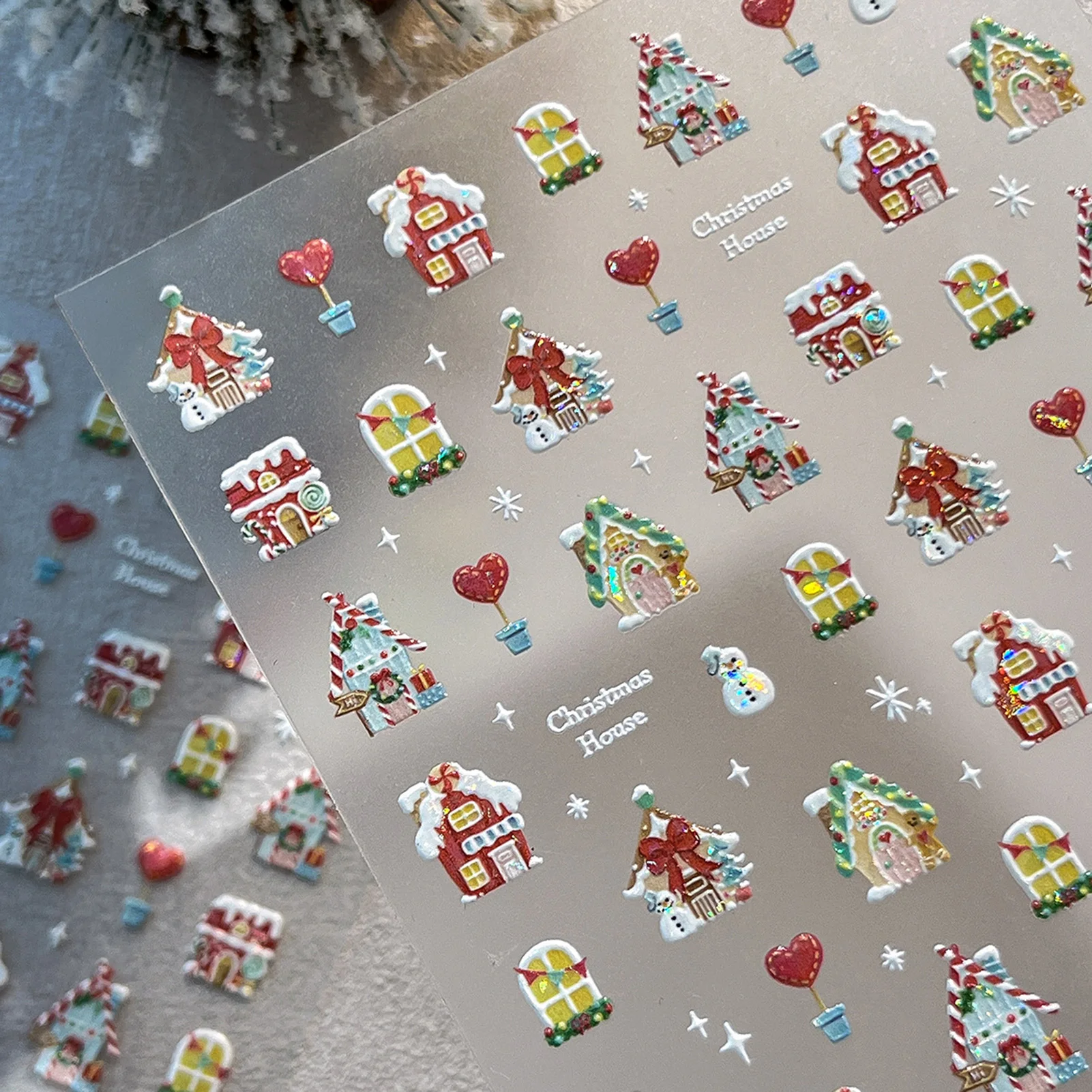 Flash Kerst Element Nagelstickers Snoep Sterren Ontwerpen Hars DIY Manicure Nagelstickers Zelfklevende Nail Art Supplies Decals