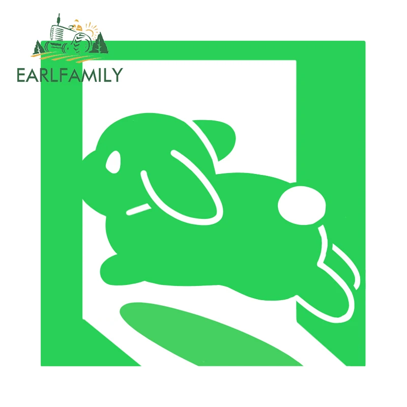 EARLFAMILY سلامة خروج أرنب صورة ظلية ملصقات السيارات الحيوان الهروب الفينيل سيارة التفاف ملصق Campervan مناسبة لتصفيف جدار السيارة