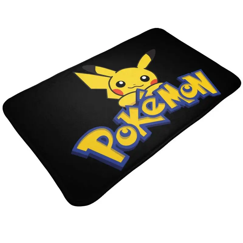 Custom Cartoon Animation Pokemon Pikachu Logo Doormat Non-Slip Entrance Kitchen Bath Door Floor Mats Living Room Carpet Rug