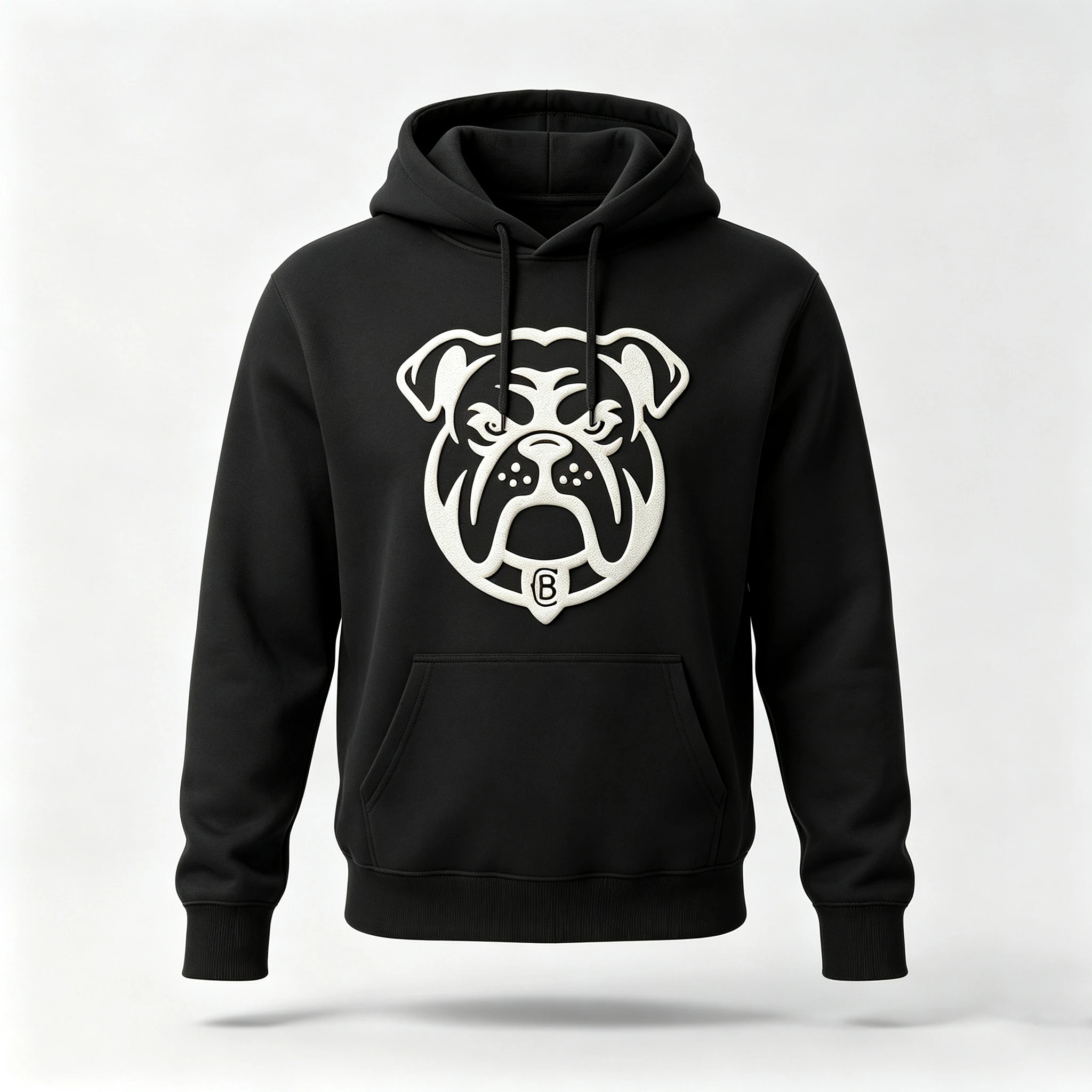 Puff print hoodie, adult Bulldog team black hoodie, 100% cotton fleece, warm winter hoodie.