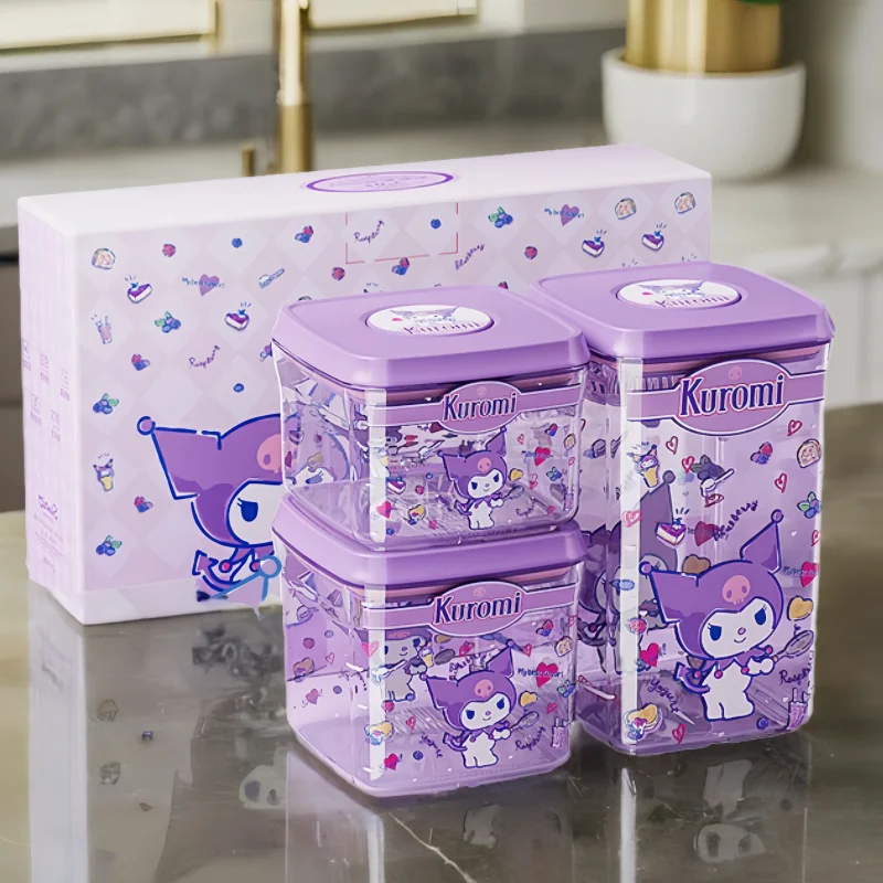 Sanrio Hello Kitty Sealed Jar Snap Button Sanrio Snack Storage Jar Anime Child Candy Box Gift Pack Dried Fruit Sealed Box