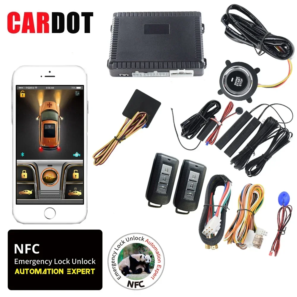 

Прямая поставка KOL Cardot NFC дешевый Pke удаленный запуск двигателя стоп вход без ключа автомобильная сигнализация