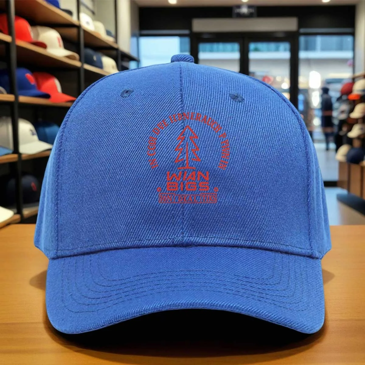 Red Pine Tree Retro Logo Baseball Cap with Wian Bigs Ion Deal Tiks Print, Adjustable Dad Hat Suitable for Casual Wear, Events,,