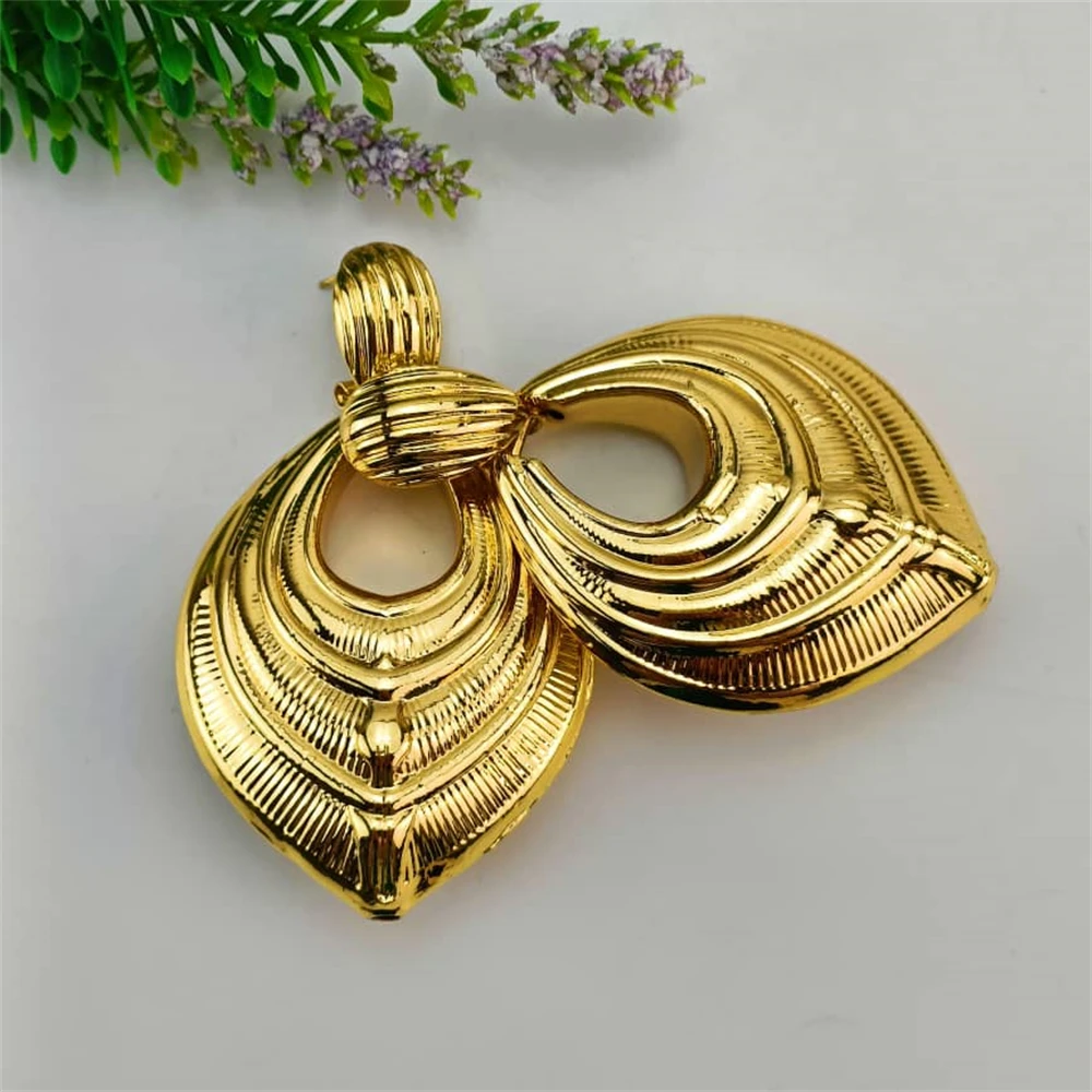 American African Nigeria Fashion Big Drop Earrings Exquisite Copper Large Style For Woman Daily Jewelry Gifts FHK16999