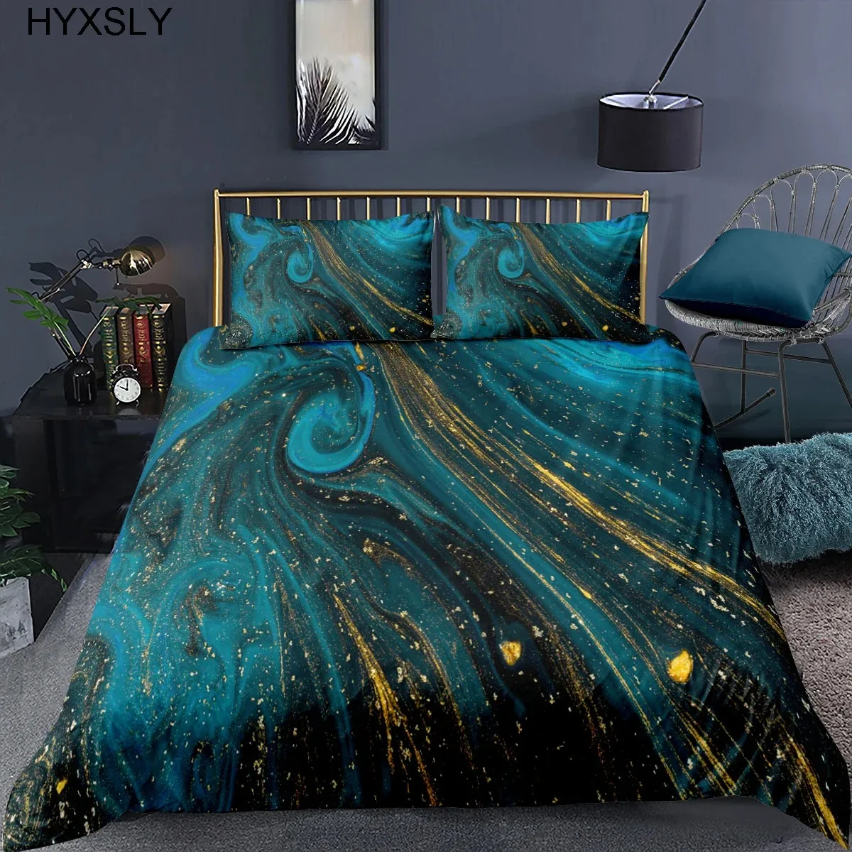 

Golden Marble Bedding Set Elegant Fashion 3d Duvet Cover Sets Comforter Bed Linen Twin Queen King Single Size Luxury Art Texture