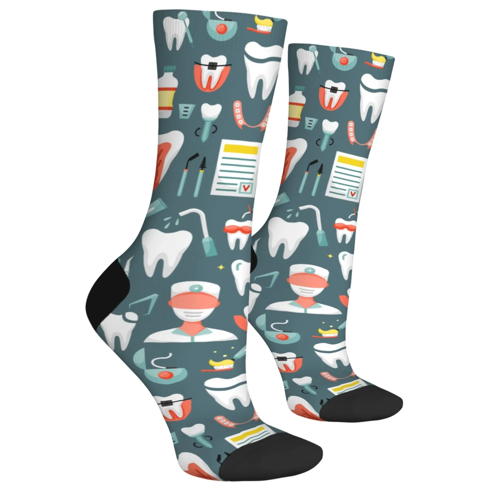 Zabawne skarpetki dentystyczne, wygodne, oddychające, antypoślizgowe, oryginalne, w stylu Harajuku, streetwear, hip-hop, skarpetki kompresyjne, unisex, na prezent.